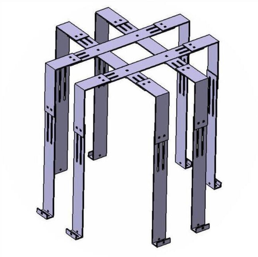 Engineering diagram of the AC Bandit adjustable condenser cage frame in black and gray